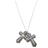 Lord's Prayer Bible Reversible Cross Pendant 30" Necklace