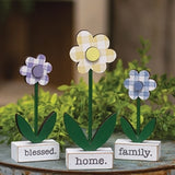 Gingham Check Daisies on Base