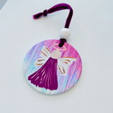 Christmas Ornament - Painted Purple Angel