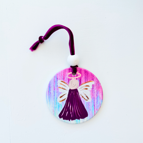Christmas Ornament - Painted Purple Angel