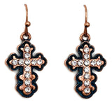 Western Cross Rhinestone Vintage Earrings