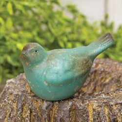 Antiqued Blue Resin Bird