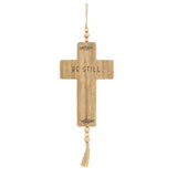 Cross Wood Ornament with Beads & Tassel
