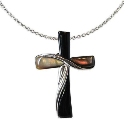 Black and Dark Shell Cross Necklace