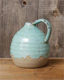 Rustic Blue Earthenware Jug — distressed farmhouse ceramic in robin's egg blue