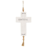 Cross Wood Ornament with Beads & Tassel