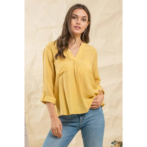 Kara, Double Chest Pocket Woven Top