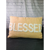 "Blessed" Orange Chevron Throw Pillow