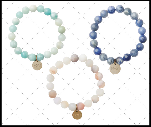 Serenity Stone Bracelets with Word Charms