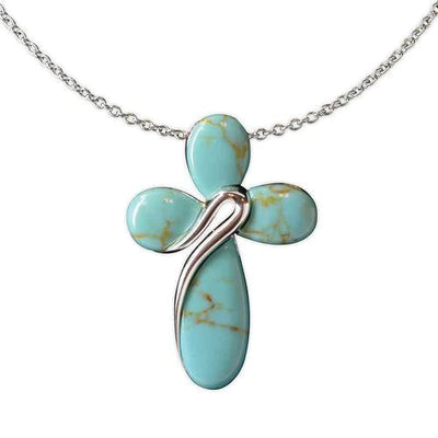 Turquoise Rounded Shaped Cross Necklace