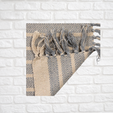 Blue & Natural Stripes with Fringe Sofa Throw