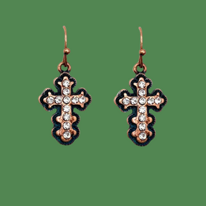 Western Cross Rhinestone Vintage Earrings