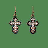 Western Cross Rhinestone Vintage Earrings