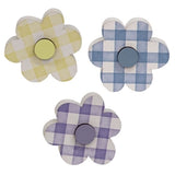 Wooden Gingham Check Button Flower Sitters, Set of 3
