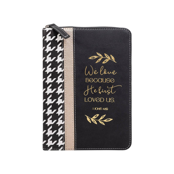 Zippered Journal: Houndstooth with Gold