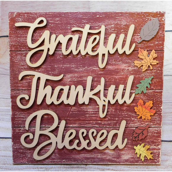 Grateful Thankful Blessed Tabletop Decor | Encouraging-Faith