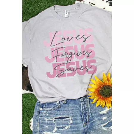 Jesus LOVES, FORGIVES, SAVES T-Shirt