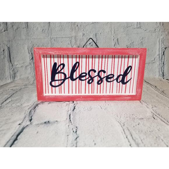 Red, White & Blessed Sign|Encouraging-Faith