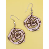 Wood Rose Earrings